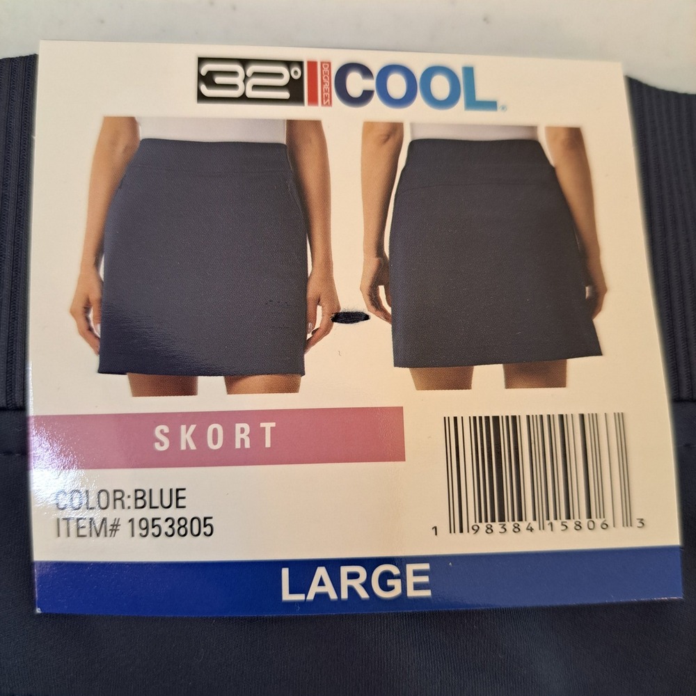 32 Degrees Skort Womens‎ Large Blue NWT Zipper Pockets Activewear 1543-182